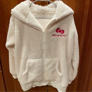 Sanrio HELLO KITTY Plush Zip-Up with Decorative Hoodie